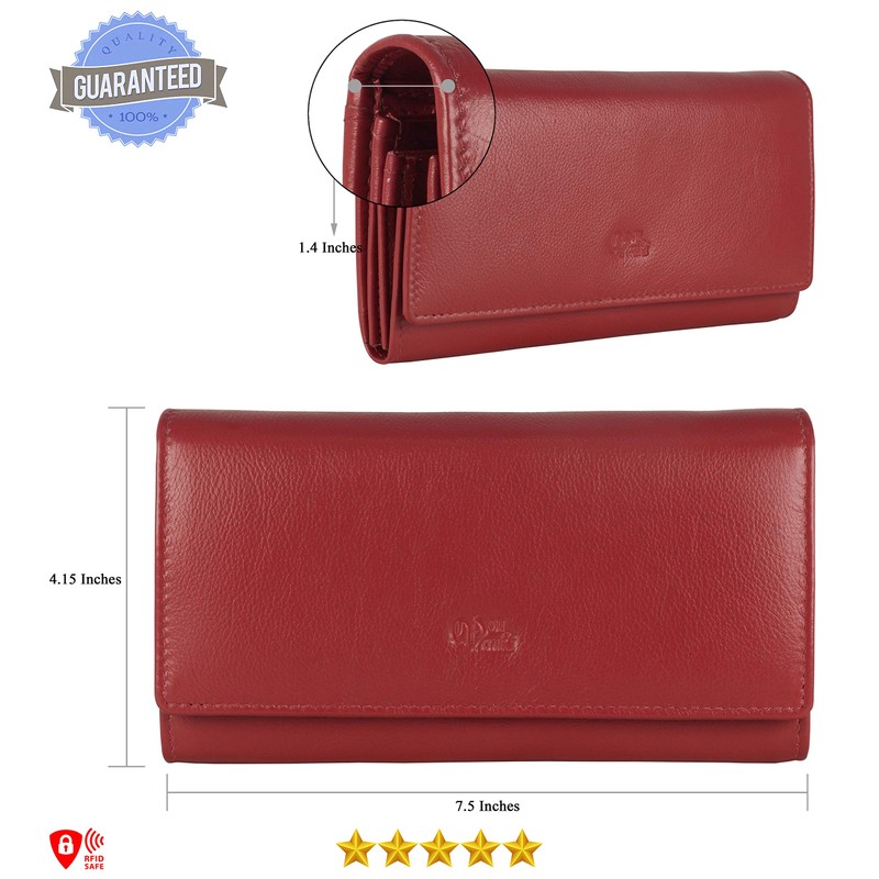 Mou Meraki Women RFID Blocking Genuine Leather Bifold Wallet-Clutch For