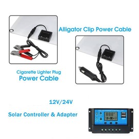 18V 25W Monocrystalline Solar Panel Kit Dual USB Cellphone Recharger Outdoor Camping Waterproof with 12/24V 100A PWM Solar Controller for RV Marine