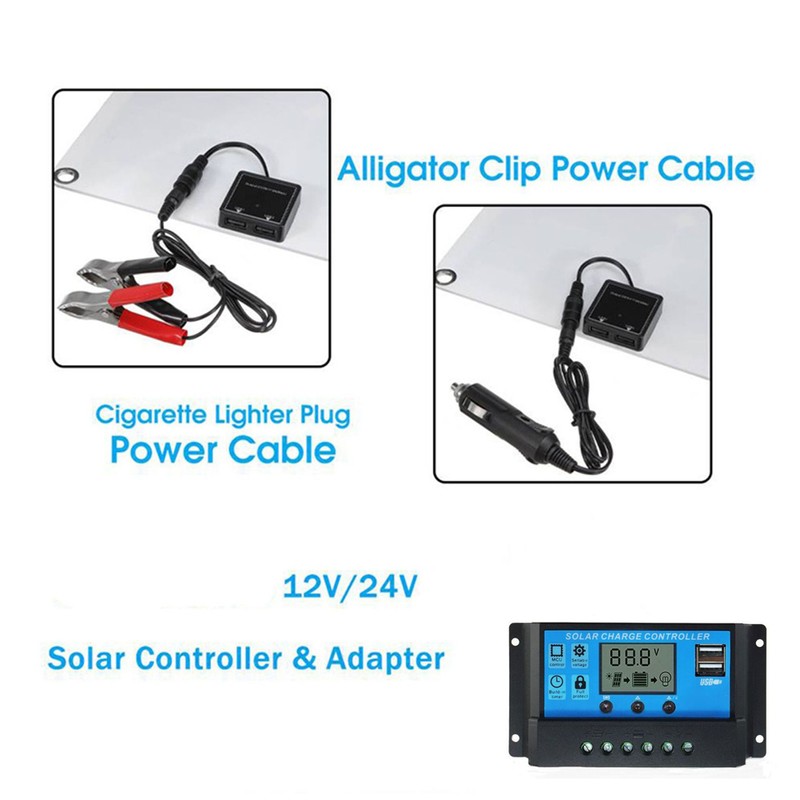 18V 25W Monocrystalline Solar Panel Kit Dual USB Cellphone Recharger
