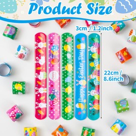RICEDUO 36 Pieces Easter Slap Bracelet for Kids, 12 Styles Colorful Easter Slap Wristbands Bulk for Kids Party Favors Supplies Classroom Prizes Exchange Gifts