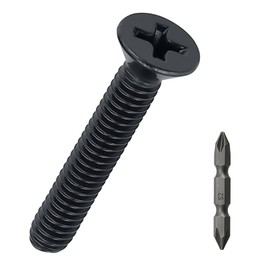 #8-32 x 1" Flat Head Machine Screws (100 pcs), 18-8 (304) Stainless Steel, Phillips Drive Flat Head Machine Screws, Black Oxide Coated, Fayeploo (with Phillips Driver Bit)