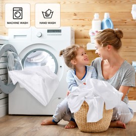 Moukeren 18 Pack Rectangle Tablecloths 58 x 102 Inch Table Cloth Reusable Washable Polyester Table Clothes Bulk for 6 ft Tables for Wedding, Party, Restaurant (White)