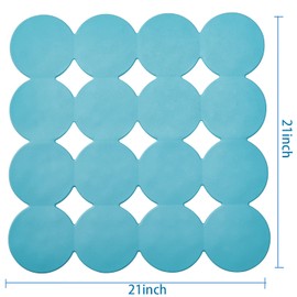 Webos Anti Slip Shower Mat: Natrul Rubber Non Slip Bath Mat for Tub with Strong Suction Cups Bathtub & Tub Mats for Elderly and Kids Bathroom Square Shower Floor Stall matt (Blue, 21X21)