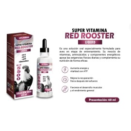 Vitofarma B12 Red Rooster Oral Liquid - B12 B15 Atp Electrolitos 60ml Exp. 12/27