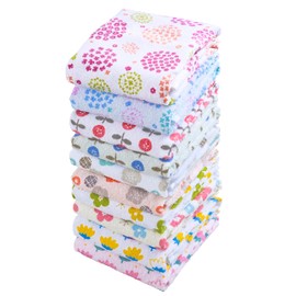 kosugizen Face Towels, Printed Flowers, 13.4 x 31.5 inches (34 x 80 cm), Set of 10 with 5 Patterns