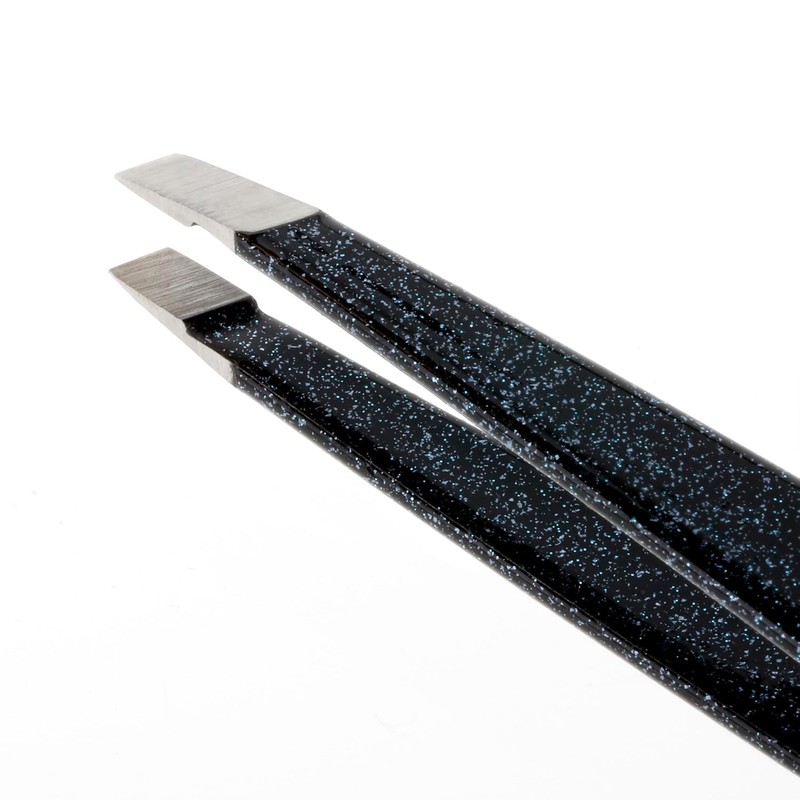 TWEEZERMAN Tweezers Slant for Eyebrow Plucking, Stainless Steel, Dusted Onyx