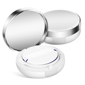IWOWHERO Cushion Foundation Box 2pc Portable Silver Edge Loose Powder Container Puff for Women and Teen Girls Small Makeup Powder Puff Box for Travel