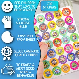 Reward Stickers for Children - 210 Premium Teacher Stickers, 35 Cute Animal Reward Stickers Designs, 23mm Colourful Well Done Stickers for Children, for Good Work, School Stickers by Innoveem
