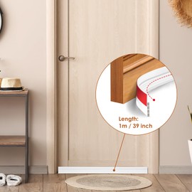 YOUSHARES Door Seal Draught Excluder, 2" Width x 39" Length Weather Stripping, Rubber Door Draft Sweep Stopper for Soundproof and Keep Warm (White)