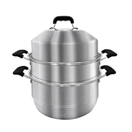 MANO Steamer Pot for Cooking 14.2 inch Steam Pots with Lid 2-tier Stainless Steel Steaming Pot Multipurpose Cookware with Handle for Vegetable, Dumpling, Stock, Sauce, Food…