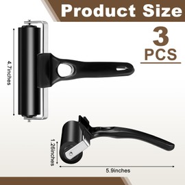 Frienda 3 Pcs Rubber Roller 4.7 Inches Black Rubber Brayer Rollers Ink Roller Tool Ideal for Gluing Printing Inking Block Paper Crafting Press Printmaking Wallpaper Stamping Scrapbooks