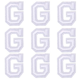 GYGYL - Parches para planchar con letras, 9 piezas de parches blancos con letra "G" de 2 pulgadas, parche bordado del alfabeto para ropa, vestido, sombrero, calcetines, jeans, accesorios de bricolaje