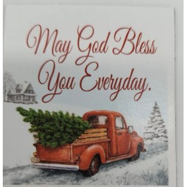 Product Concept Inc Country Red Vintage Truck GOD BLESS YOU THIS CHRISTMAS Card Envelop Magnet Stamp