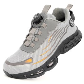 MOLLYBLOS - Zapatos de punta de acero 1, Gris, 27 cm