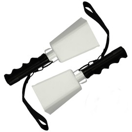 2pcs Cowbells Steel Cow Bell 9 inch Cowbell Noise Makers Cheering Hand Bell with Wrist Strap for Sports Events,Football Games,Party,Farm, Musical Instruments (White)