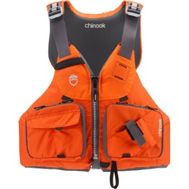 NRS Chinook Fishing Life Jacket for Fishing | Adult USCG Type III PFD | Mesh Back Front Zip Vest with Pockets for Rafting, Kayaking, Paddling
