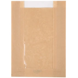 75 Bakery Bag with Window for Cookies Or Other Pastries, 6 1/2" x 2" x 8 ½" Brown Kraft Paper Bags - Bagel - Pastry - Bakery - Sandwich - Egg Sandwich