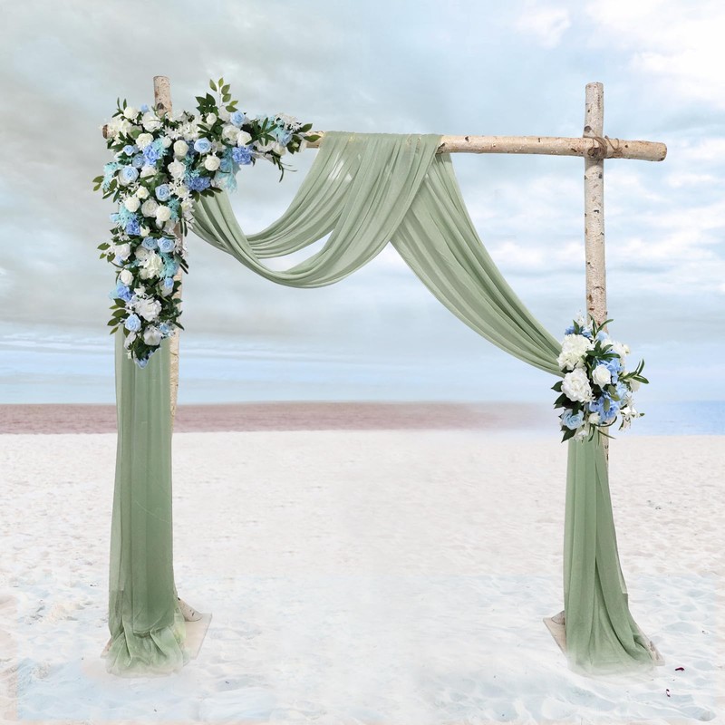 YALLOVE Wedding Arch Draping Fabric, 2 Panel 30" x 236"