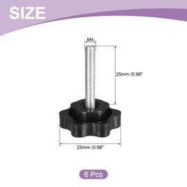 sourcing map 6Pcs M4 x 25mm Star Knobs, Plastic Hex Shaped Clamping Knob Screw Hand Tightening Replacement Knob for Umbrella Base Replacement knob