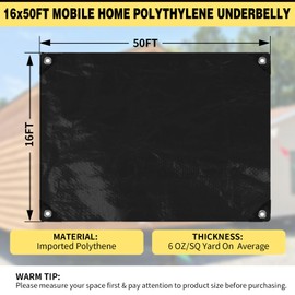 16x50ft Mobile Home Bottom Board PE Fabric Underbelly, Mobile Home Underbelly Material, Mobile Home Plastic Sheeting Board for Camper, RV(6 OZ/SQ Yard Thickness)