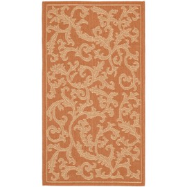 SAFAVIEH Courtyard Collection CY2653 Indoor/ Outdoor Non-Shedding Easy Cleaning Patio Backyard Porch Deck Mudroom Area Rug, 2'7" x 5', Terracotta / Natural