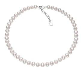 Treasure Bay Freshwater Pearl Necklace for Men and Women | Womens Mens 7-8mm White Pearl Necklace 45cm Plus 5cm Chain Extender