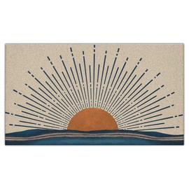 Nogrit Abstract Boho Sun Sunrise Sunshine Ocean Wave Mid Century Modern Waterproof Door Mat Outdoor Entrance 17x30 Inch Non-Slip Doormat for Bohemian Home Front Door Porch Outdoor Indoor Decorations