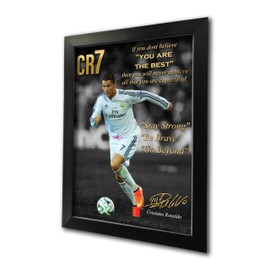 Large A3 Unframed Print Cristiano Ronaldo CR7 Gold Motivational Football Legend Tribute Poster with Signature (Copy) Inspirational Golden Quotes
