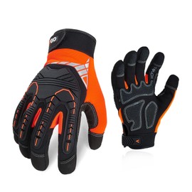 Vgo... 1-Pair Safety Work Gloves, Mechanics Gloves, Impact Gloves, Anti-Vibration Gloves, Rigger Gloves, Heavy Duty (S, Orange, SL8849IP)