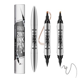 FunnAura 2PCS Double Ended Waterproof Eyebrow Pen, with 4 Micro Fork Tip Eyebrow Brush Stroke Pen Creates Natural Looking Defined Eyebrows