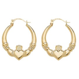 9ct Yellow Gold Claddagh Creole Hoop Earrings