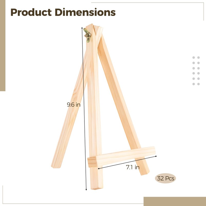 32 Pcs 9" Wood Small Easels - Wooden Mini Paint