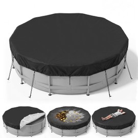 Aodaer 12FT Pool Cover for Above Ground Pools 420D Heavy Duty Pool Covers 12ft Round Swimming Pool Covers Blocks Leaves & Waterproof