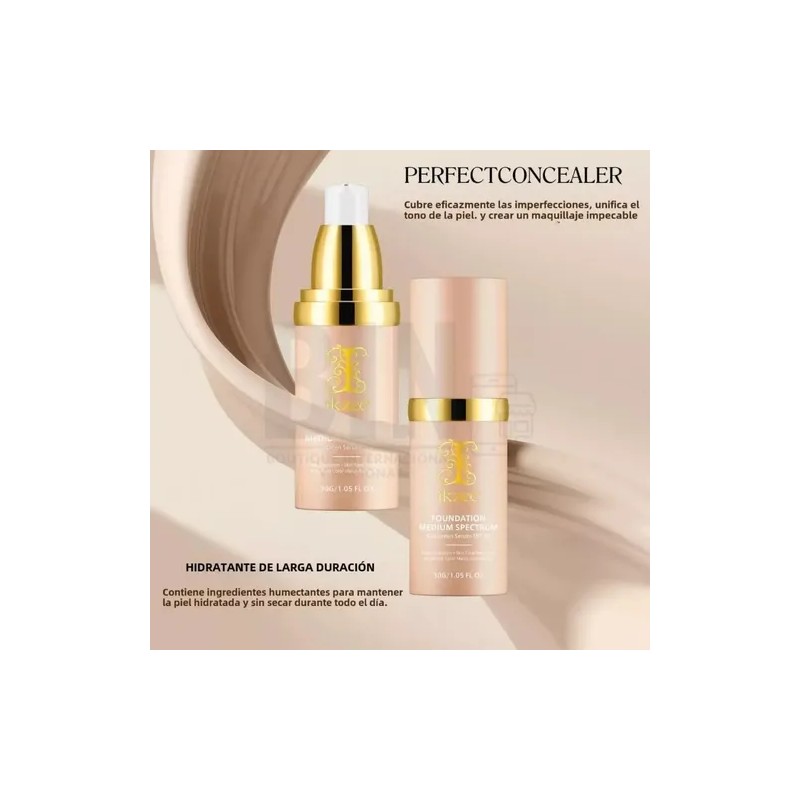Base De Maquillaje Ikzee Fundation Medium 30ml Kit 2pz