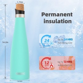koodee Wine Bottle - 32 oz Insulated Stainless Steel Wine Bottle with Double Wall Vacuum Sealed Lids,for Wine Lovers Keeps Wine Cold for 24 Hours and Hot for 12 Hours (TF blue,1000ml)