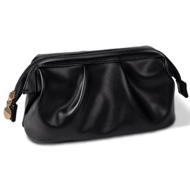 Abiudeng Christmas Gifts for Women,Makeup Bag Pouch Travel Toiletry Bag Shell-Shaped Make Up Bag Clutch Purses Toiletry Bag for Women Waterproof Cosmetic Bag with Compartments-Black