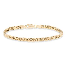 Miabella Italian 925 Sterling Silver or 18K Gold Plated 4mm Byzantine Link Chain Anklet Ankle Bracelet for Women, Made in Italy, Length 9 Inches (Small), Sterling Silver