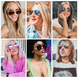 NULOOQ XS Extra Small Aviator Polarized Sunglasses for Small Face Women Men Juniors and Kids 52mm (Gold/Black + Gold/Pink mirrored) - 2 Pack