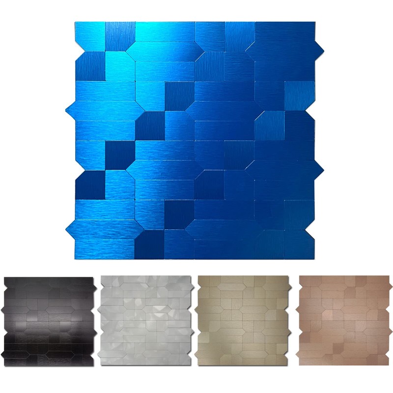 XUANINY 7-Sheet Peel and Stick Metal Backsplash Tiles, Self Adhesive