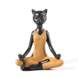 qumHmup Serene Buddha Cat Ornaments- A Tranquil Touch for Garden or Yoga Space Figurines