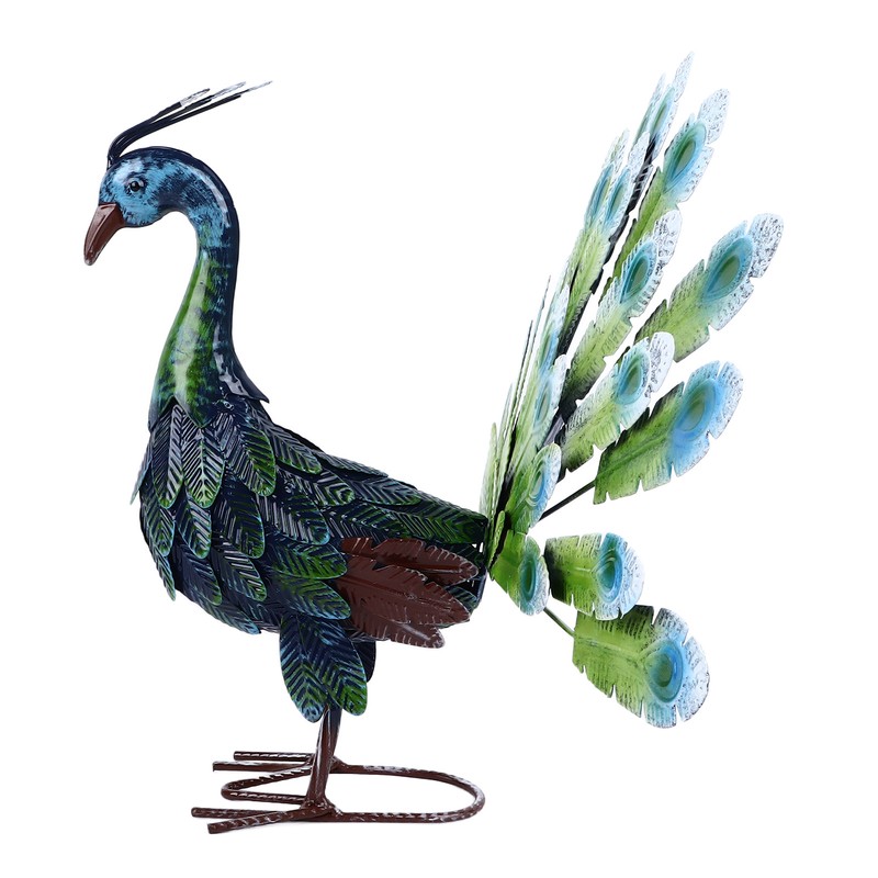 Metal Peacock Statue Realistic Easy DIY Assembly Beautiful Peacock Statue