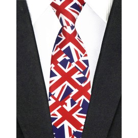 Rosiika Men British Flag Tie Patriotic England Great Britain UK Coronation Neck Tie Satin Gentleman's Necktie