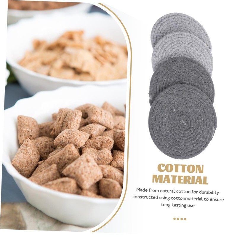 Mikinona 4pcs Cotton Woven Pot Pad Weave Mat Round Hot