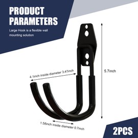 MLY 2 PCS EV Charger Holder Wall Mount, Heavy Duty Steel Garage Storage Utility Hooks, Hose Hanger Wall Mount Hooks for Tool Organizer Cable Retractor, Electric Vehicle Cord Holder Accessory