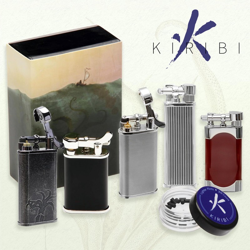 Kiribi Kabuto Japanese Pipe Lighter - Soft Angled Flame, Adjustable,