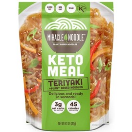 Miracle Noodle Keto Meal - Gluten Free, Non GMO, Vegan, Low Calorie, Low Carb, Grain Free - Teriyaki Plant Based Noodles, 9.2 oz (Pack of 6)