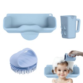 Hair Washing Station for Kids and Teens,Tear-Free Shampoo Buddy with Neck Support for Sink or Bathtub Station Includes Washing Pad and Easy-Pour Cup (Blue)
