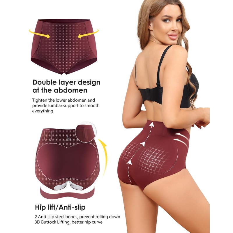 LEVAO Women Tummy Control Underwear, High Waisted Seamless Panties No