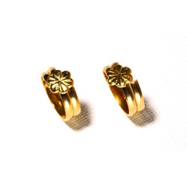Deccani Handicrafts Daily use Metal Alloy (Panchaloha) Toe Ring for Women- 2 Rounds with Flat Flower on Top (Gold)