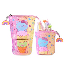 Eoses Pencil Case Zip 2-in-1 Pencil Case and Pen Holder Stand Pencil Holder Pencil Case Girls School Pencil Case for Girls Gifts 7 8 9 10 11 12 Years